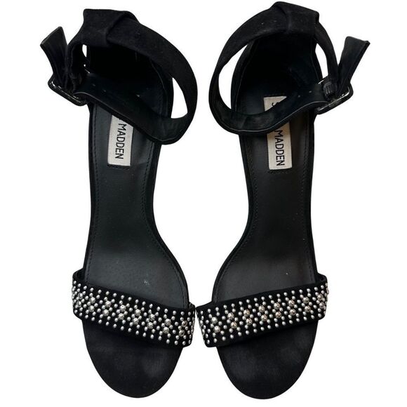 STEVE MADDEN Canastel Black Stiletto Ankle Strap Sandals Sz 8 - Picture 8 of 16